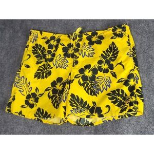 Speedo Floral Swim Trunks Yellow Black Blue Hawaiian Mens Size XXL Floral Travel